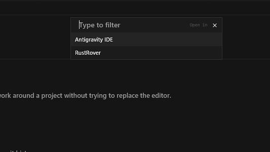 DevHub detected editor launcher